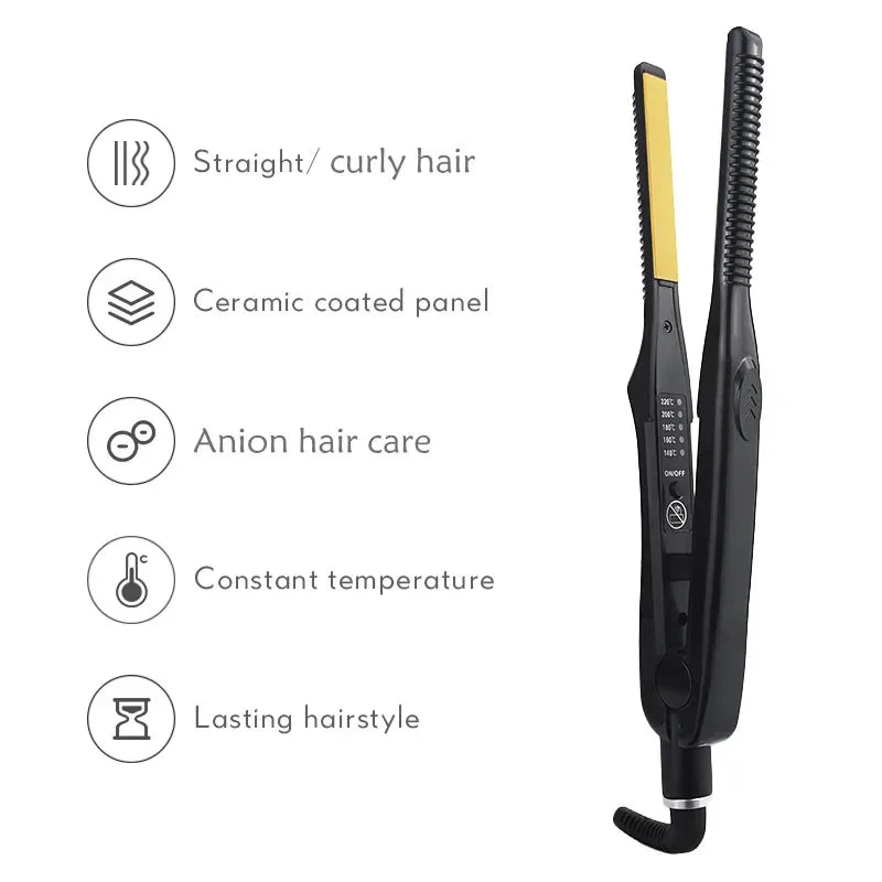 3/10 Pencil Flat Iron Mini Hair Straightener Fast Heating Beard Straightening Iron Small Flat Iron For Short Hair Straightener Peaceful Pleasures Health and Wellness