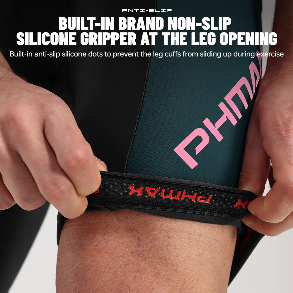 PHMAX Men's Cycling Bib Shorts | 5D Silicone Gel Pad, Breathable