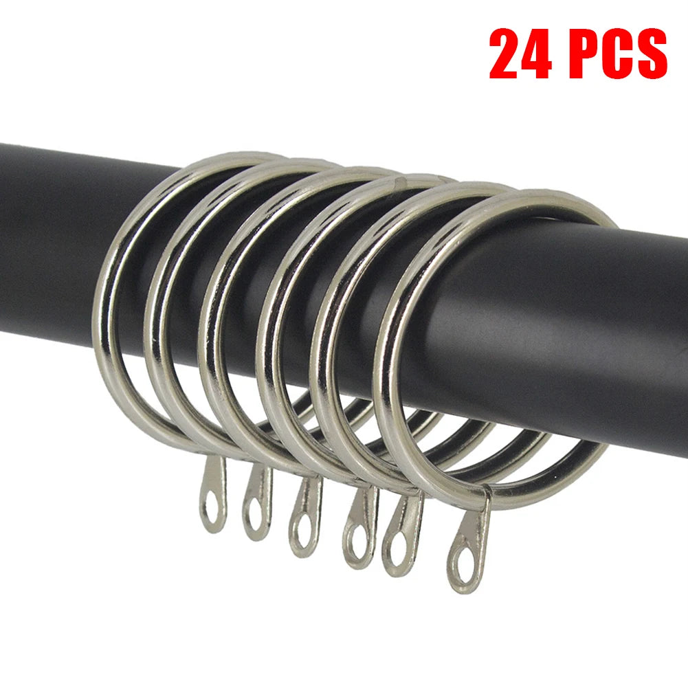 12 Curtain Rings Metal Black Silver White Iron Hanging Hooks Curtains