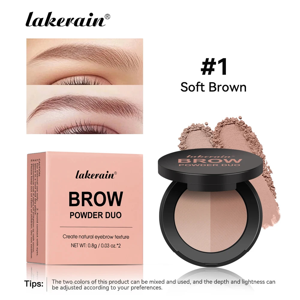 Brow Powder Duo Two-color Eyebrow Powder Design Long-Lasting Natural 3-Dimensional Eyebrow Shape Makeup Fine Powder Cosmetic Peaceful Pleasures Health and Wellness Soft brown