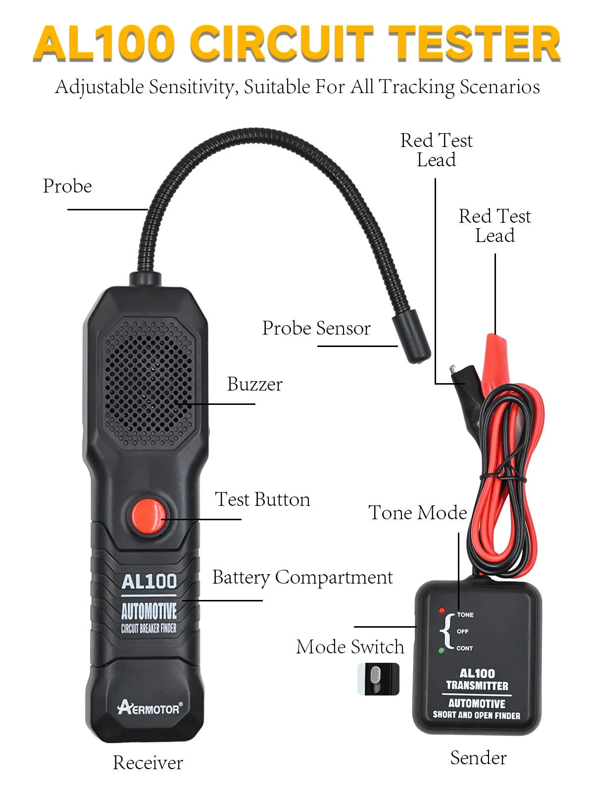 AERMOTOR AL100 Automotive Short Circuit & Wire Tracer Tool