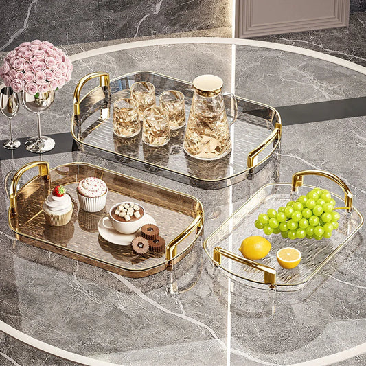 Clear Plastic Serving Tray with Dual Handles | Large Food Platter Serving Tray Oasis Select