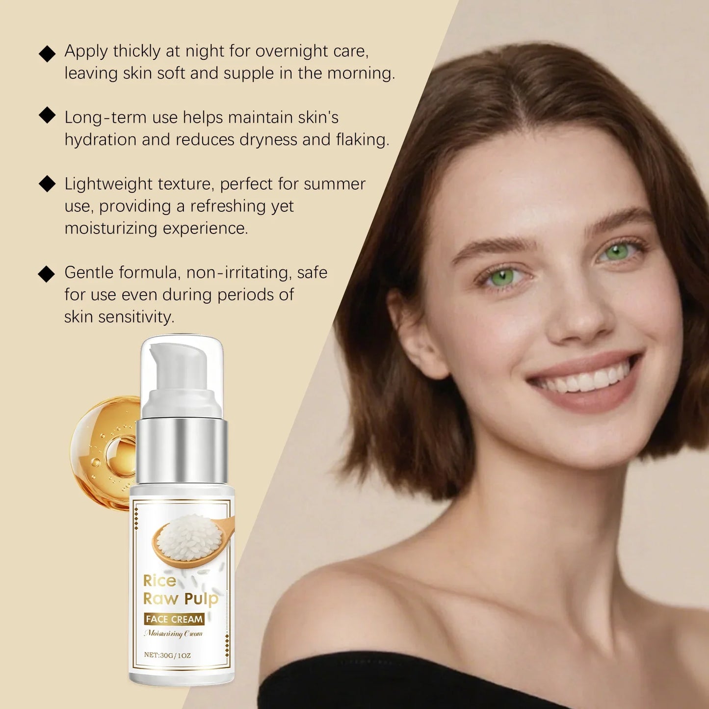 Rice Moisturizing Face Cream – Hydrating & Travel-Friendly
