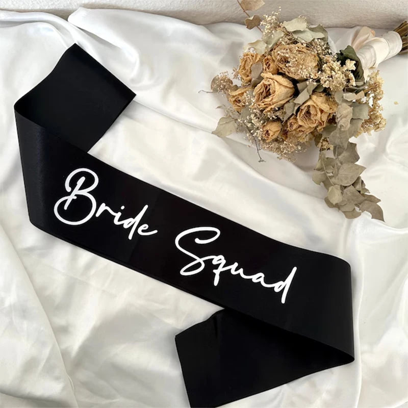Bride to Be Sash Set | Bachelorette & Bridal Party Sashes Bridal Party Sash Peaceful Pleasures Health and Wellness bride squad