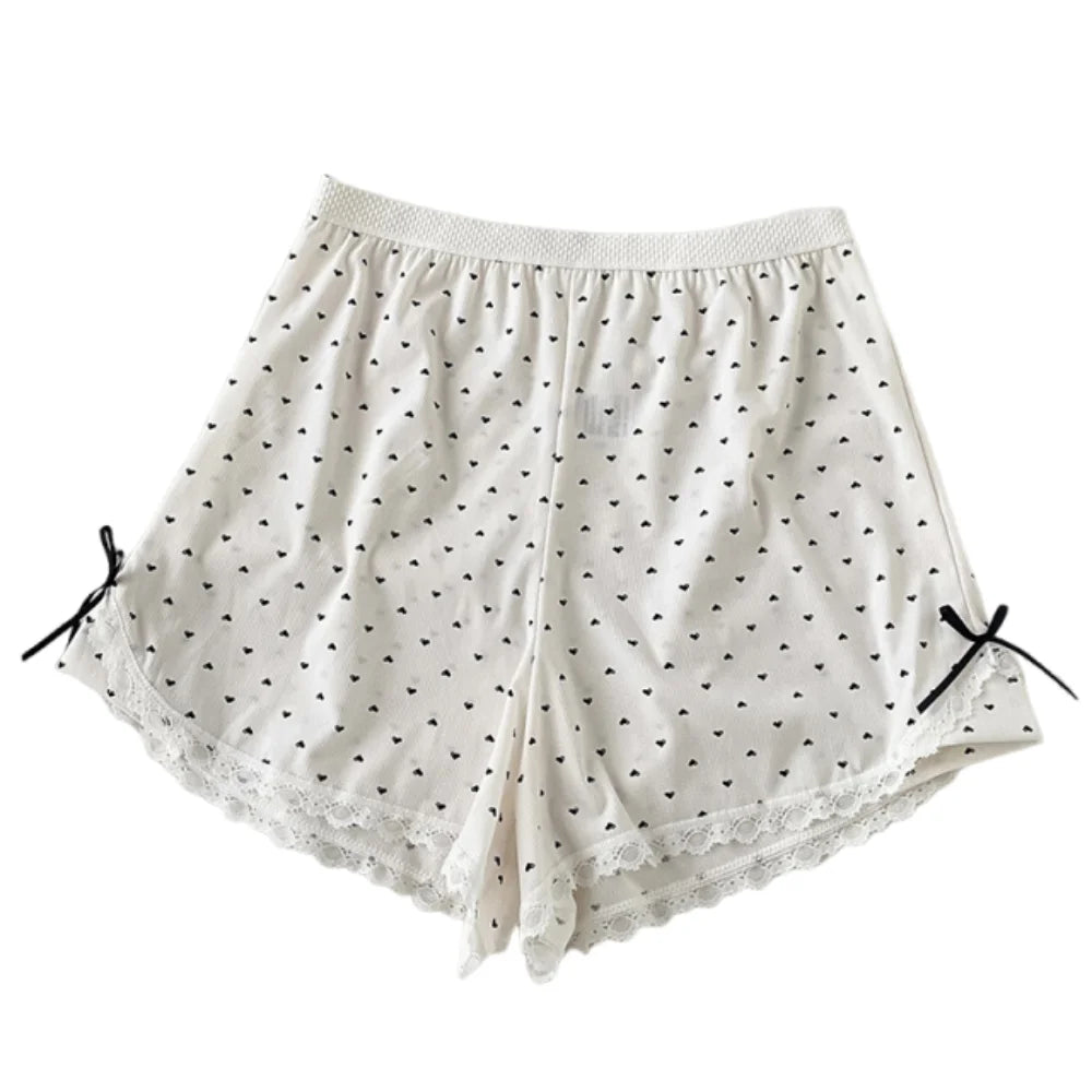 Women's Lace Safety Shorts | Soft Mid-Waist Polka Dot Underpants Women's Safety Shorts Peaceful Pleasures Health and Wellness White One Size
