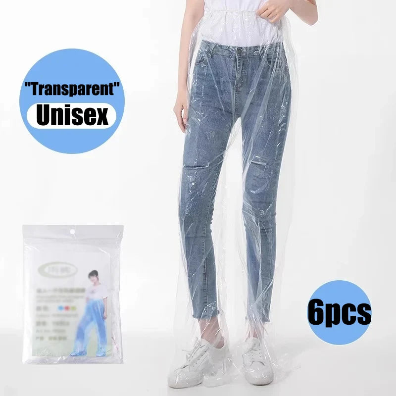 Disposable Waterproof Rain Pants – Unisex One Size, 1 or 6 Pack