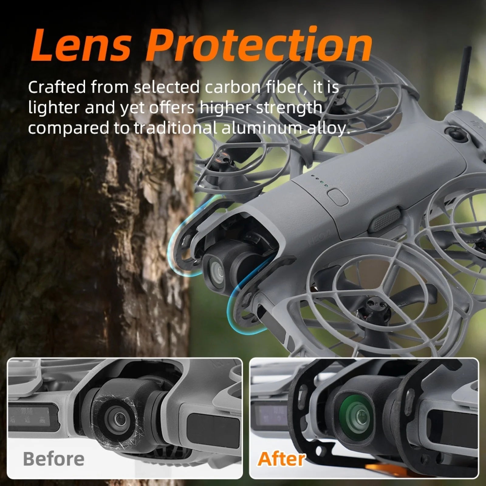 Lightweight Design For DJI NEO2 Gimbal Protection Bar Lens Bumper Carbon Fiber Impact Protection Accessories Peaceful Pleasures Health and Wellness