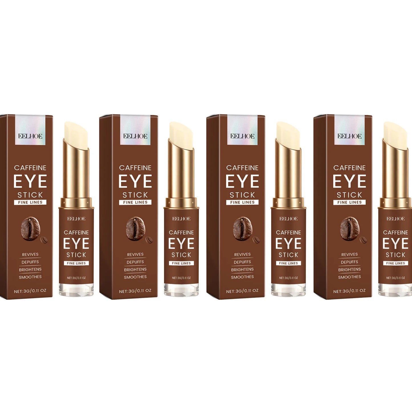 Caffeine Eye Cream Stick Moisturizing Remove Eye Bag Improve Dullness Brightening Anti Puffiness Dark Circle Portable Eye Creams Peaceful Pleasures Health and Wellness 4 x 3g Boxed