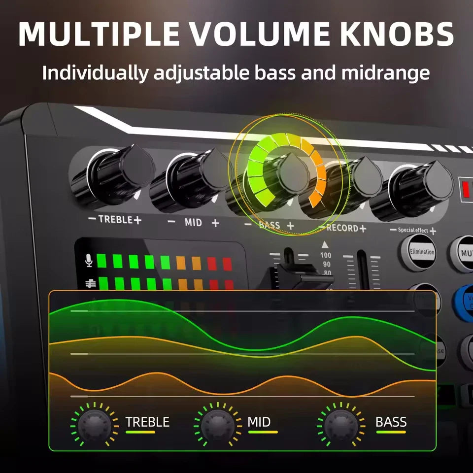 AyeBeau F988 Bluetooth Sound Card Mixer & Condenser Mic