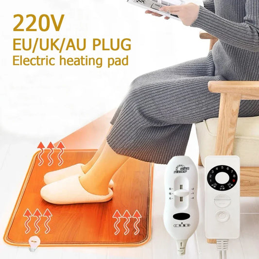 220V Winter Heating Foot Mat Office home Electric Heating Pad Warm Feet HeaterThermarpet Leather Household Floor Electric Heater Peaceful Pleasures Health and Wellness 9 Gears 50x80CM