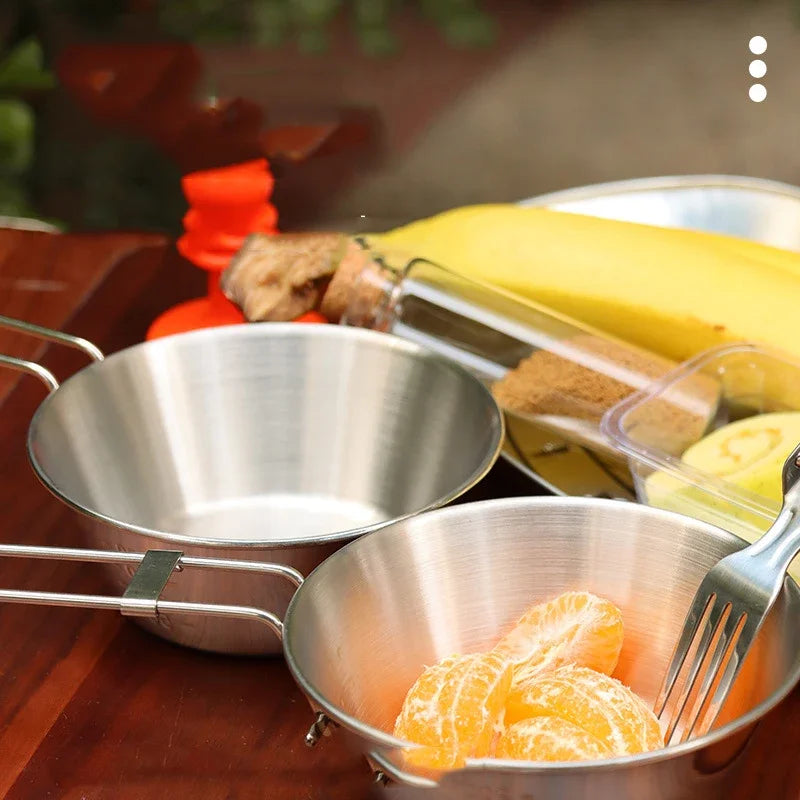 304 Stainless Steel Folding Camping Bowl & Portable Mug Camping Bowl & Mug Peaceful Pleasures Health and Wellness Default Title