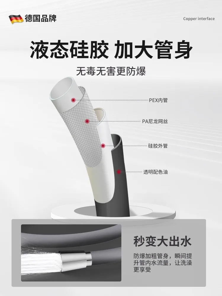 Silicone Flexible Shower Hose 1.5M/2M/3M | Extension Water Pipe