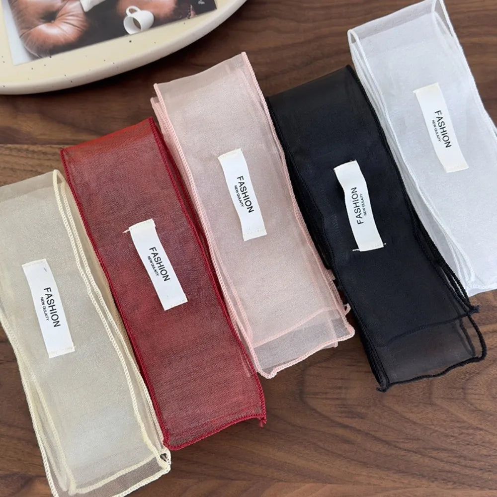 Y2K Organza Silk Scarf – Narrow Headscarf & Beach Wrap