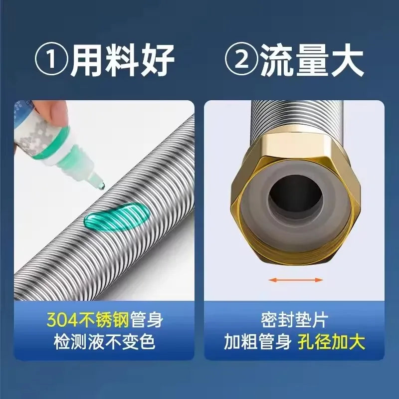 304 Stainless Steel Corrugated Hose 1/2" BSP | 20–200cm