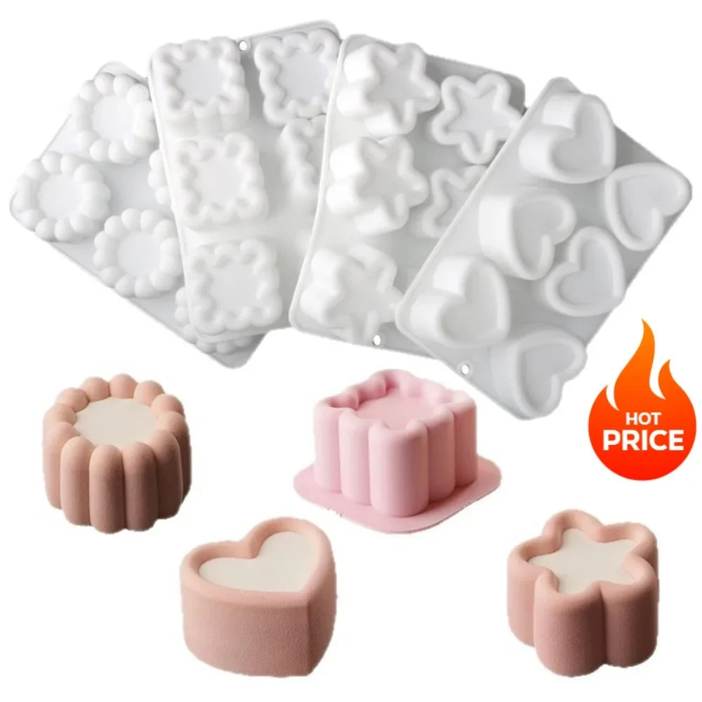Silicone Molds for Baking, Flower Heart Star Shape Chocolate Mousse Cake Molds, Reusable Pastry Dessert Cups, Wedding Cake Peaceful Pleasures Health and Wellness