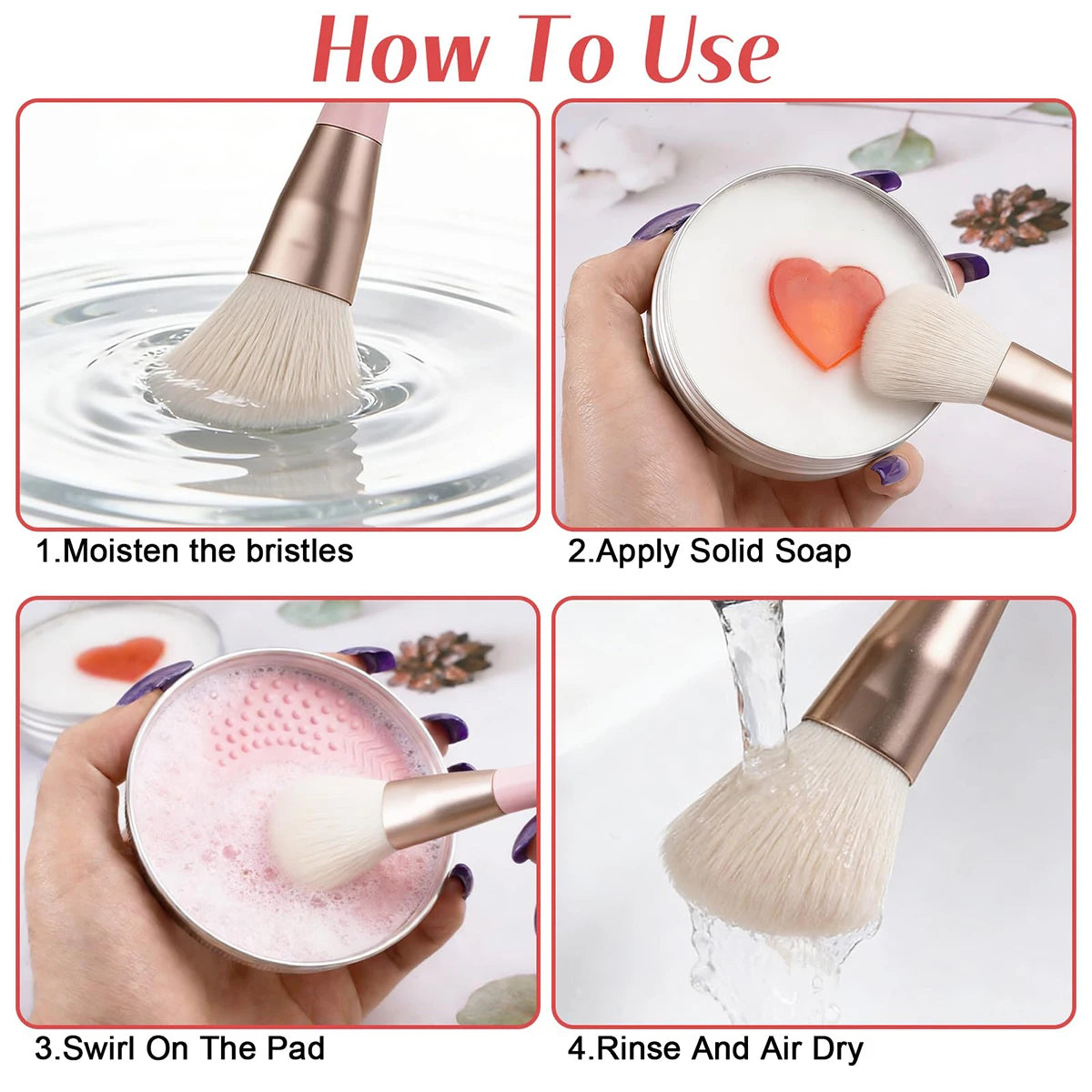 Makeup Brush Cleaner Soap with Silicone Mat – 60g/100g Peaceful Pleasures Health and Wellness