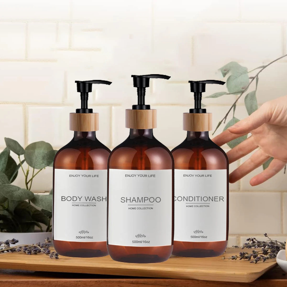 500ml Shampoo and Conditioner Bottles Dispenser 3 Pack Soap Shampoo Dispenser Bottles with Pump Conditioner Shower Container Peaceful Pleasures Health and Wellness