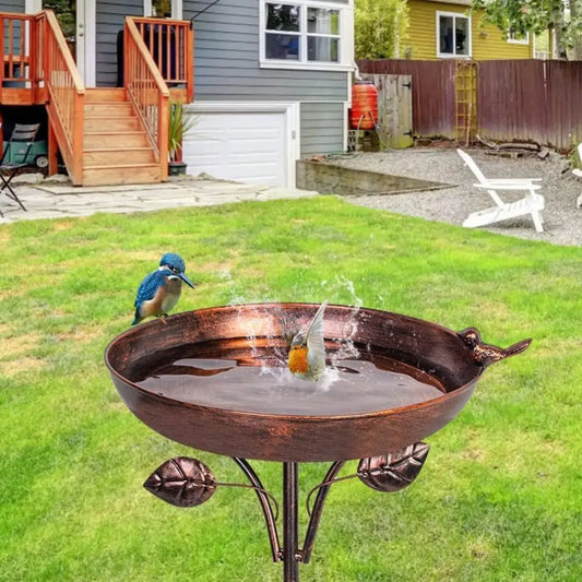 Retro Iron Bird Feeder & Bathtub – Large Capacity Metal Stand Bird Feeder Stand Oasis Select