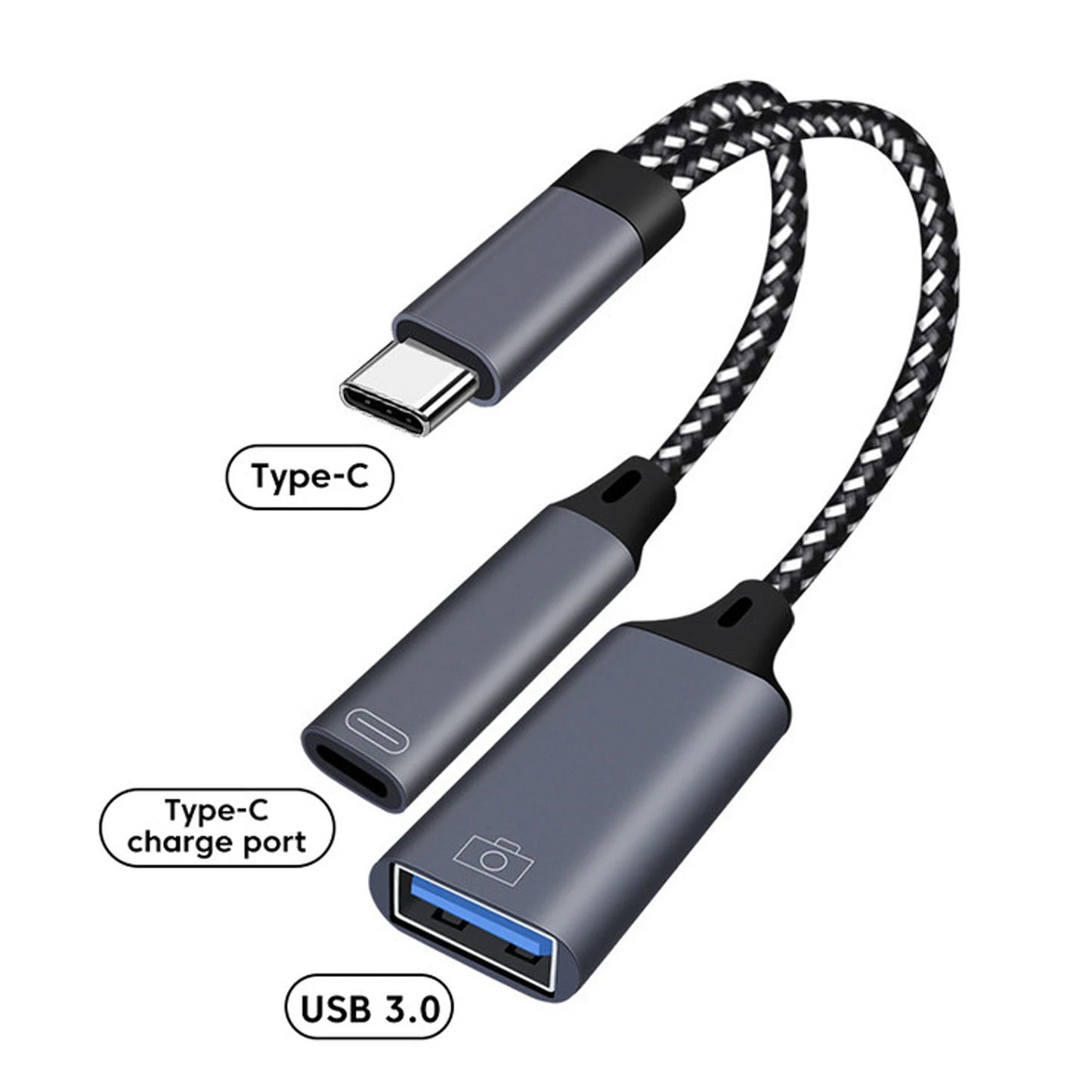 2 in 1 Type C to USB A Adapter With PD Charging Port USB C OTG Cable Phone Adapter for Samsung Huawei Xiaomi Phone Laptop Tablet Peaceful Pleasures Health and Wellness 2 in 1 type C OTG