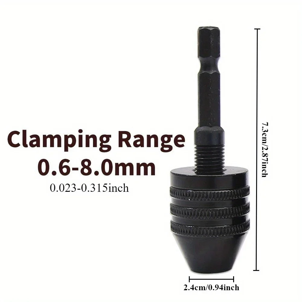 1/4" Hex Shank Keyless Drill Chuck Collet Conversion Adapter