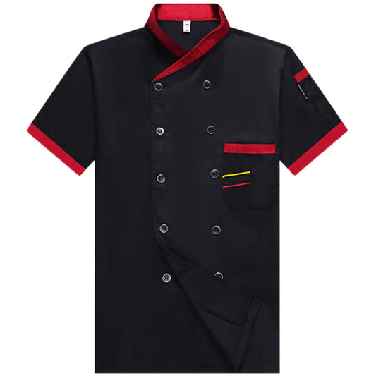 Unisex Short Sleeve Chef Jacket | Kitchen Cooking Uniform Chef Uniform Jacket Peaceful Pleasures Health and Wellness Black L
