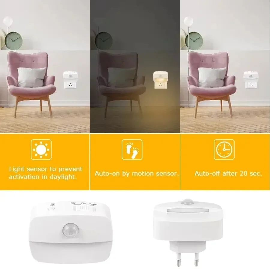 1/2/4pcs LED Night Light US EU Plug in Motion Sensor Light 220V 110V Wall Lamp for Home Hallway Stair Kitchen Bedroom Night Lamp Peaceful Pleasures Health and Wellness