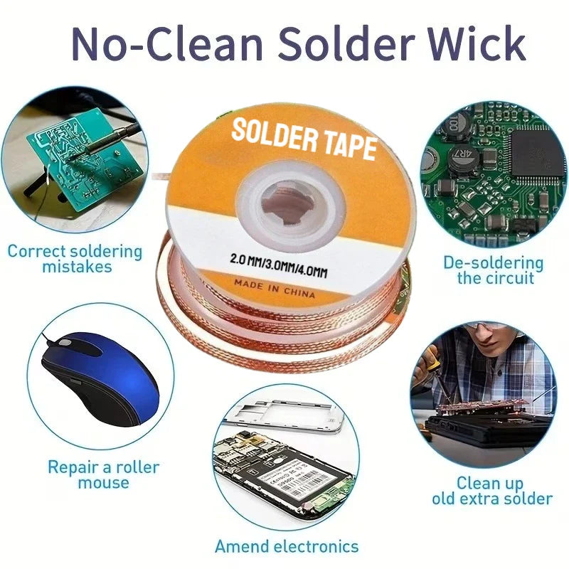 Copper Desoldering Wick Braid – Flux Solder Remover Mesh Tape