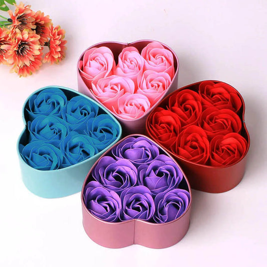 6-Pack Rose Petal Soap Gift Set – Scented Heart Box Decorative Gift Soap Oasis Select