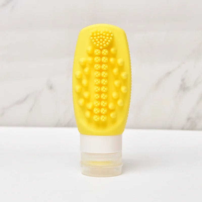 2-in-1 Silicone Travel Bottle & Shampoo Brush | 90ml Refillable