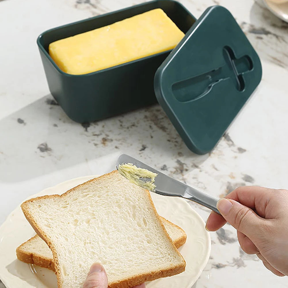 Butter Dish with Lid & Cutter | Airtight Fridge Storage Box Butter & Cheese Storage Peaceful Pleasures Health and Wellness