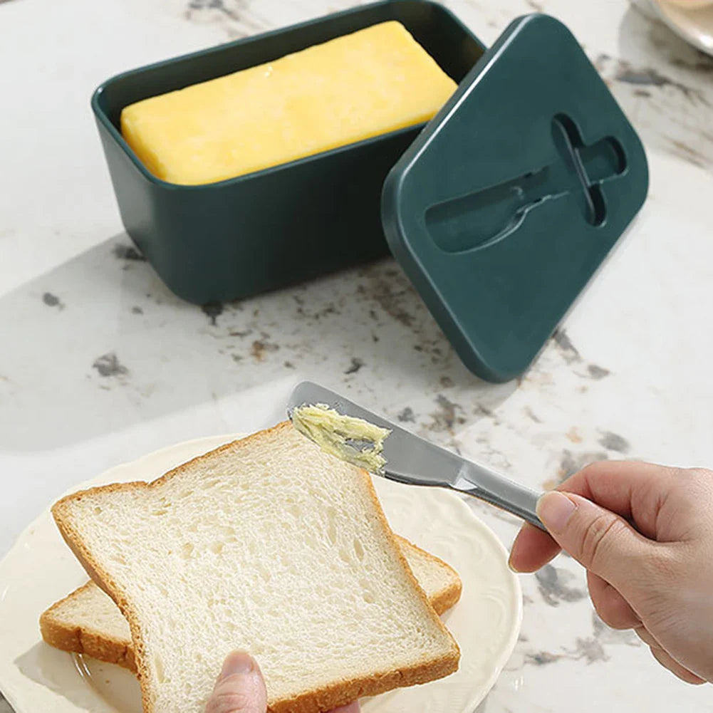 Butter Dish with Lid & Cutter – Airtight Fridge Storage Box