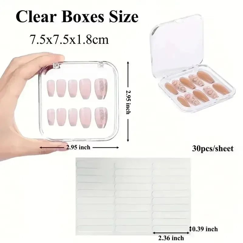 10PCS Press-On Nail Storage Acrylic Boxes with Adhesive Sheets Transparent Clear Nail Boxes Jewelry Storage Tool&Accessories Peaceful Pleasures Health and Wellness
