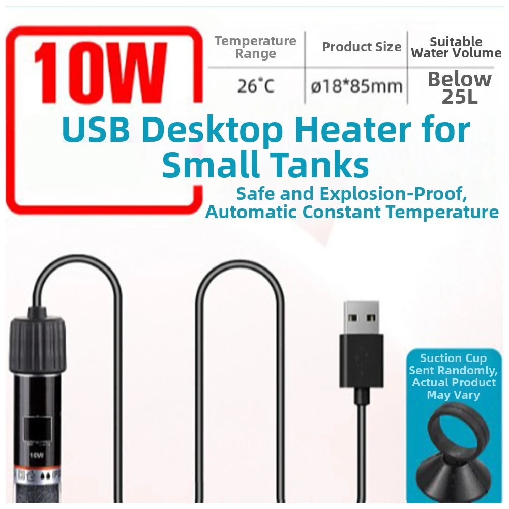 10W USB Aquarium Heater Low Voltage Operation Auto Temperature