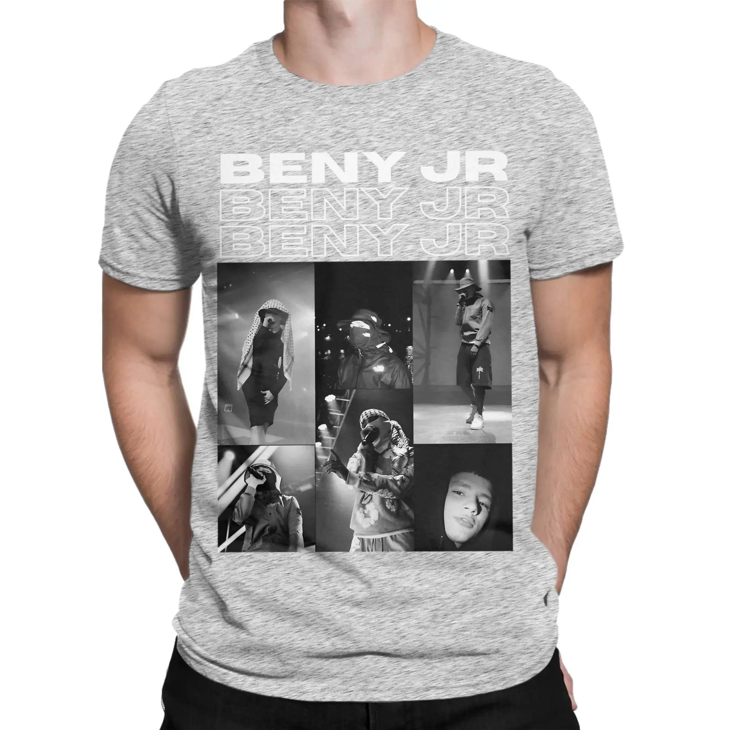 Benys Jr Pure Cotton T Shirt For Men Beach Rapper Y2K Casual T Shirts Crewneck Fashion Tees Oversize Pattern Tops Peaceful Pleasures Health and Wellness GRAY S