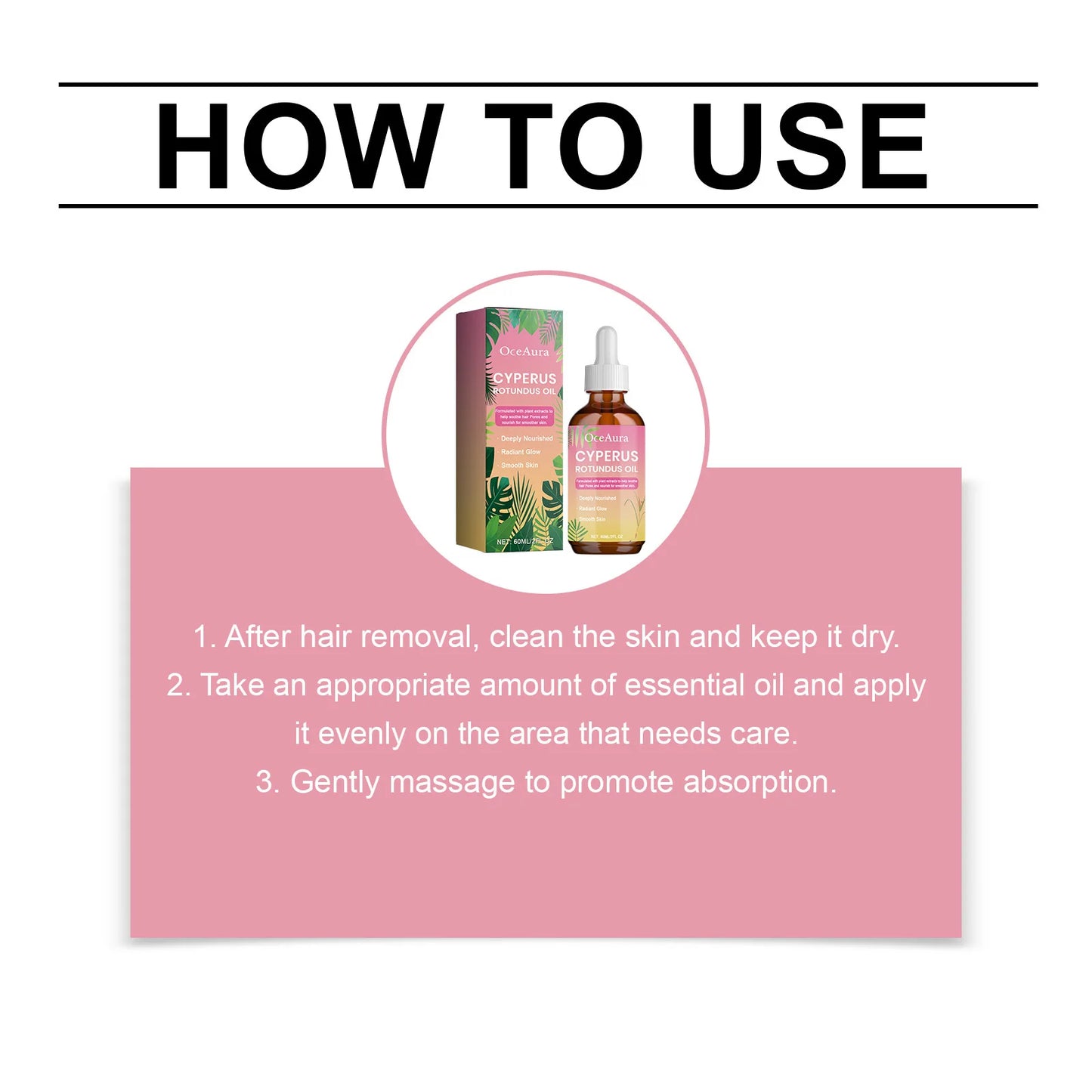 Oceaura Natural Cyperus Rotundus Oil Hair Removal Serum Armpit Legs Arms Body Hair Inhibitor Smooth Hydrating Hair Removal Oil Peaceful Pleasures Health and Wellness