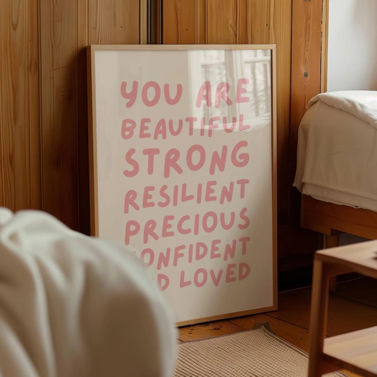 You Are Beautiful Nursery Affirmation Wall Art Print Canvas Painting Poster Picture For Living Room,Girls Bedroom Home Decor Peaceful Pleasures Health and Wellness
