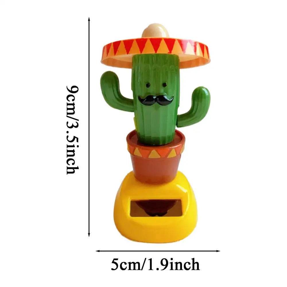 Solar Cactus Bobblehead Car Dashboard Ornament | Funny Gift