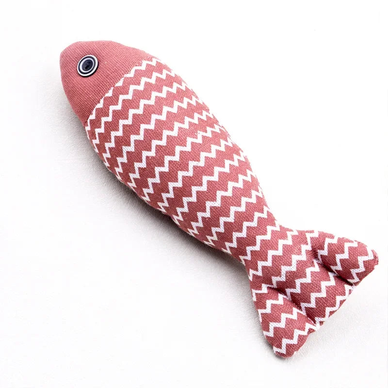 Catnip Fish Kick Toy for Cats – Chewing & Teething Plush Catnip Cat Toy Peaceful Pleasures Health and Wellness red