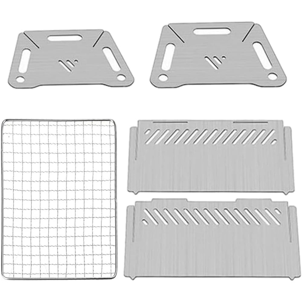 Backpacking Stove Folding Stainless Steel Charcoal Grill BBQ Wood Burning Camp Stove for Hiking Picnic Garden Backyard Cooking Peaceful Pleasures Health and Wellness