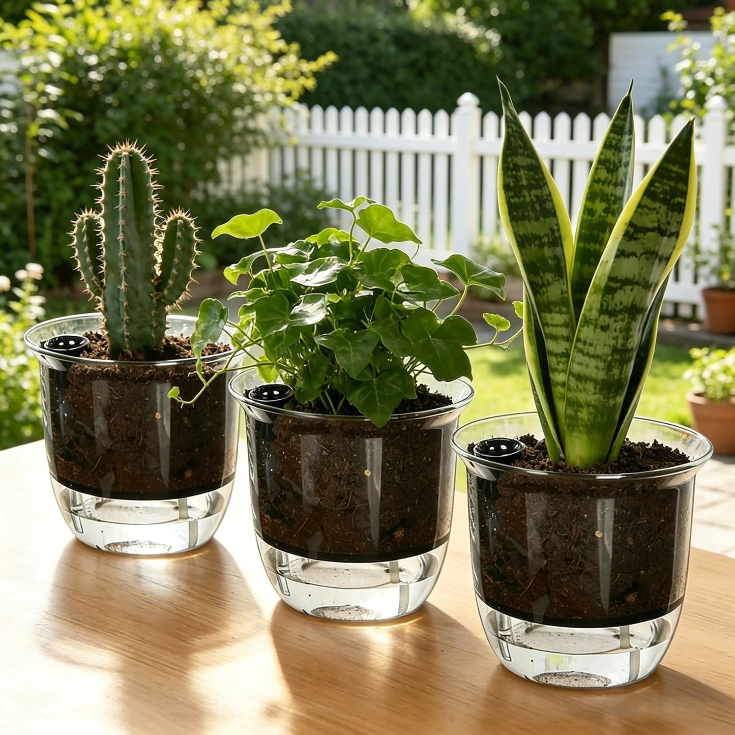 2-Pack Clear Self-Watering Pots with Deep Reservoir | Indoor Plants