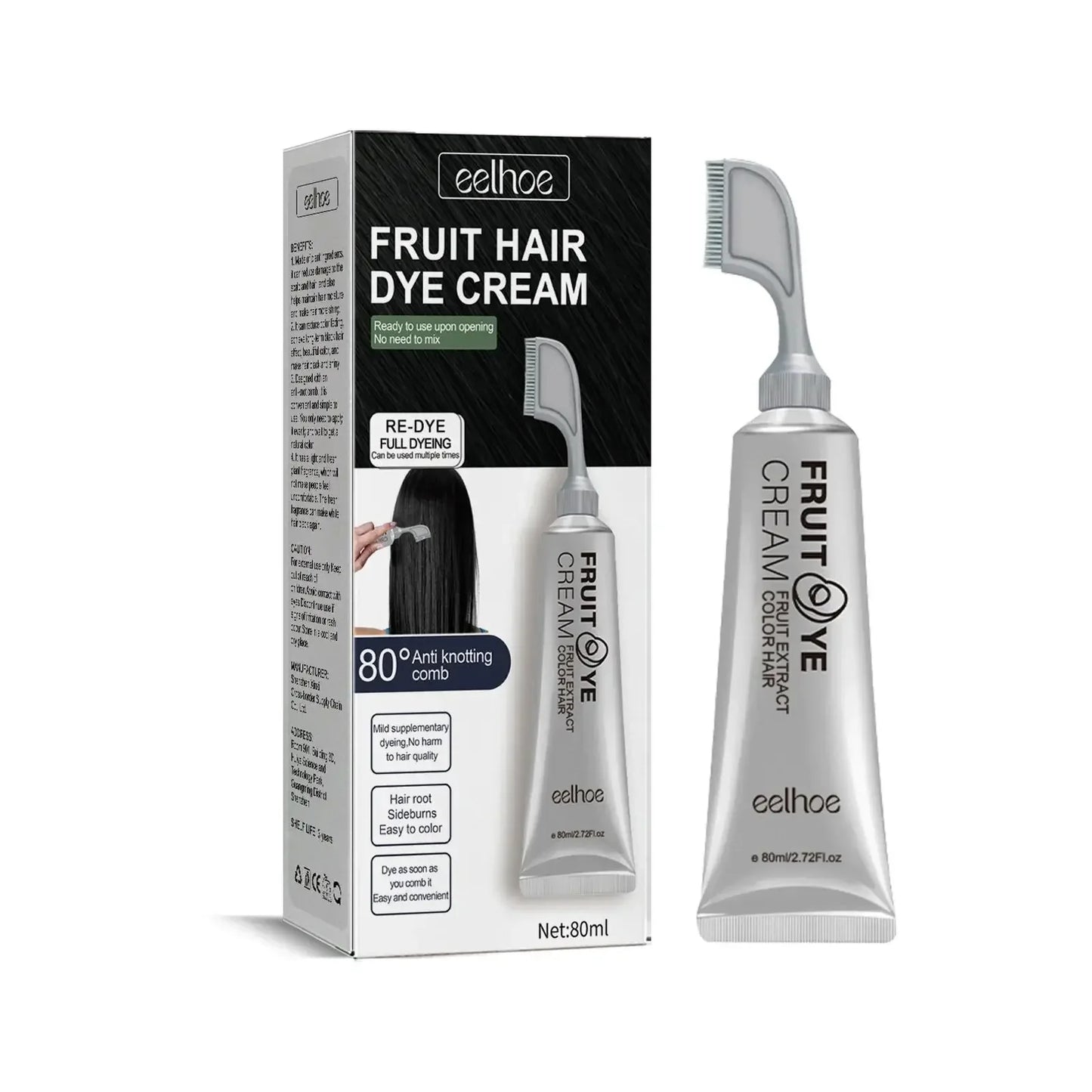 Plant-Based Permanent Hair Dye Cream for Gray Coverage Peaceful Pleasures Health and Wellness Black