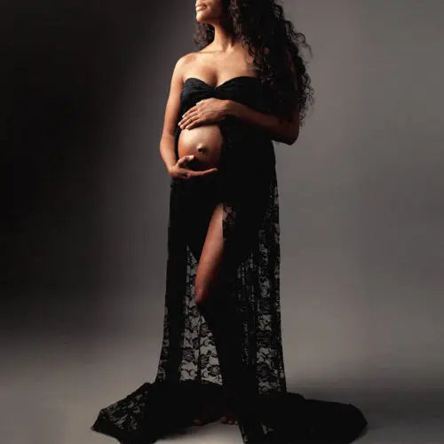 Pregnancy Dress Shoot Gold Knitted Maternity Dresses for Photo Shoot Robe Transparent hollowed Clothing Props Peaceful Pleasures Health and Wellness 4 M China Mainland