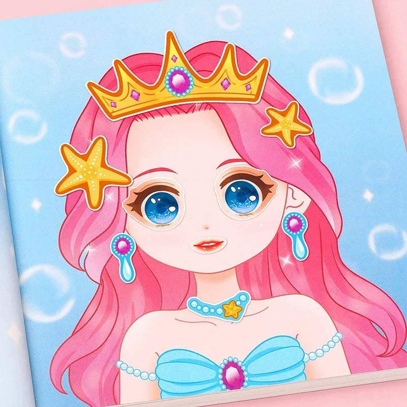 Cartoon Princess Make Face Puzzle Stickers Girls Reusable Creative