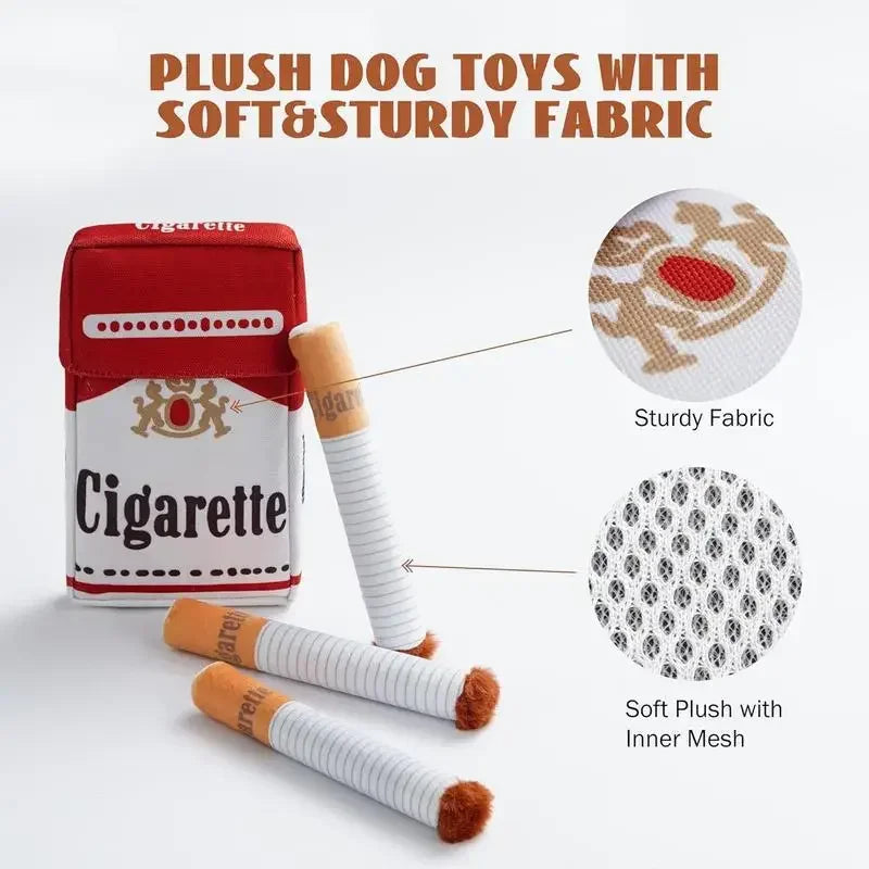 Squeaky Plush Dog Toy | Cigarette Box for Chewers & Puppies