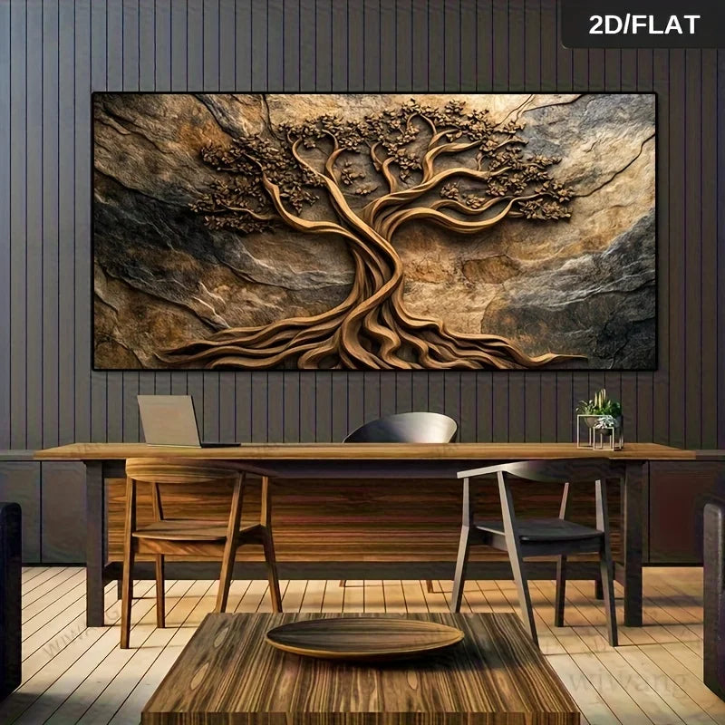 2D Flat, 1pc Frameless Tree of Life Wall Art Abstract Canvas Painting Modern Living Room & Bedroom Decor, No Frame Artwork Decor Peaceful Pleasures Health and Wellness ZLH7197 100x200cm No Frame