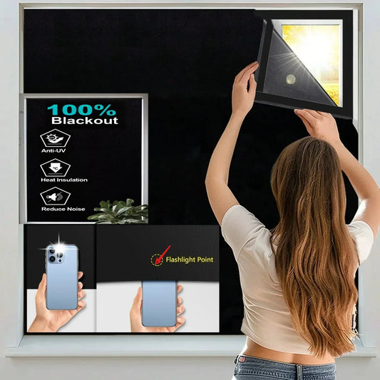 Portable Blackout Window Shades – Self-Adhesive, Waterproof Blackout Window Shade Peaceful Pleasures Health and Wellness black 80X140cm