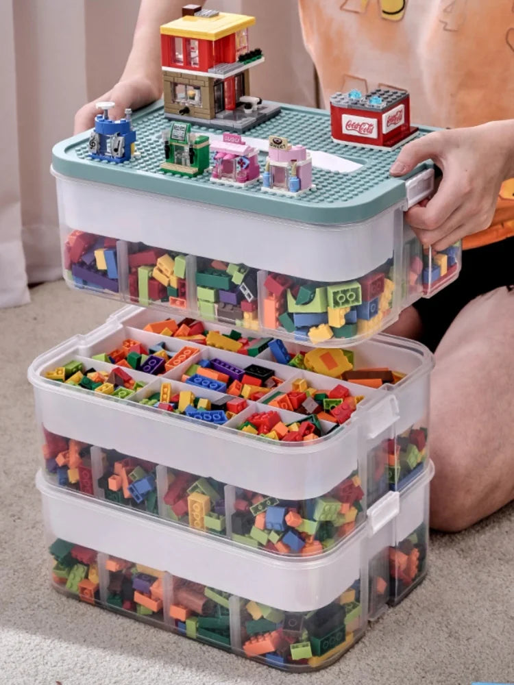 Stackable Lego Storage Case with Lids & Adjustable Dividers