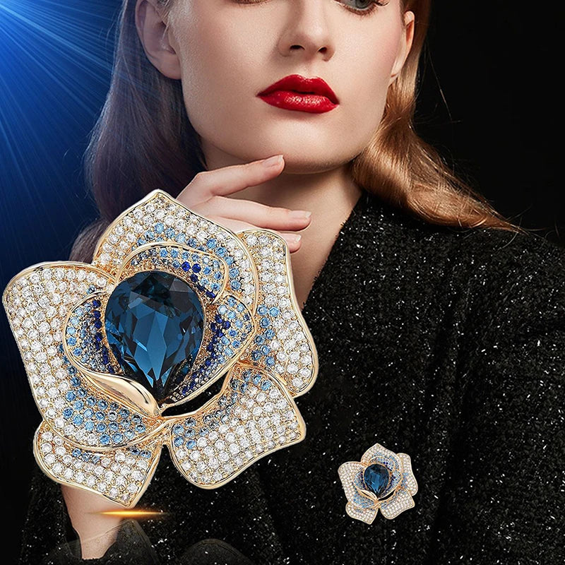 Rhinestone Crystal Flower Brooch for Women | Elegant Pin Crystal Flower Brooch Peaceful Pleasures Health and Wellness