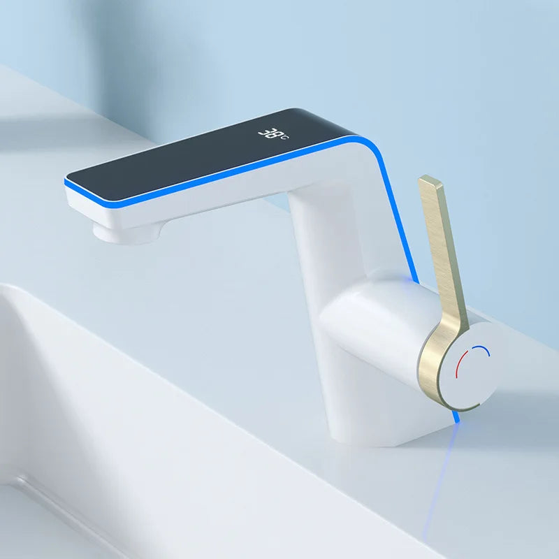 LED Temperature Display Basin Faucet | Single Hole Sink Mixer