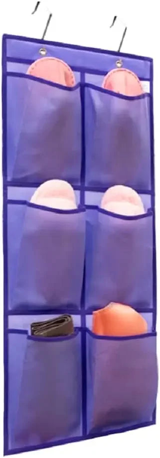 Hanging Shoe Organizer with 6 Large Fabric Pockets and 2 Hooks for Closet Doors, Purple Peaceful Pleasures Health and Wellness United States